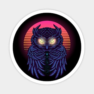 Owl Night Retro Magnet